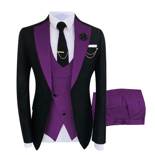 men's suits & blazers purple costume slim fit men business groom tuxedos for formal wedding jacket pant vest 3 pieces, White;black
men's suits & blazers purple costume slim fit men business groom tuxedos for formal wedding jacket pant vest 3 pieces, White;black