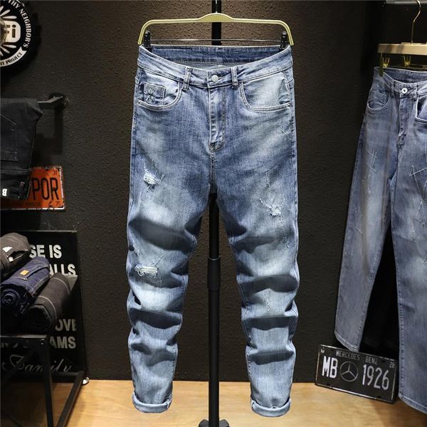 men's jeans fashion casual handsome personality ankle-lenght pants water wash korean trendy whiten retro hip hop denim trousers, Blue
men's jeans fashion casual handsome personality ankle-lenght pants water wash korean trendy whiten retro hip hop denim trousers, Blue