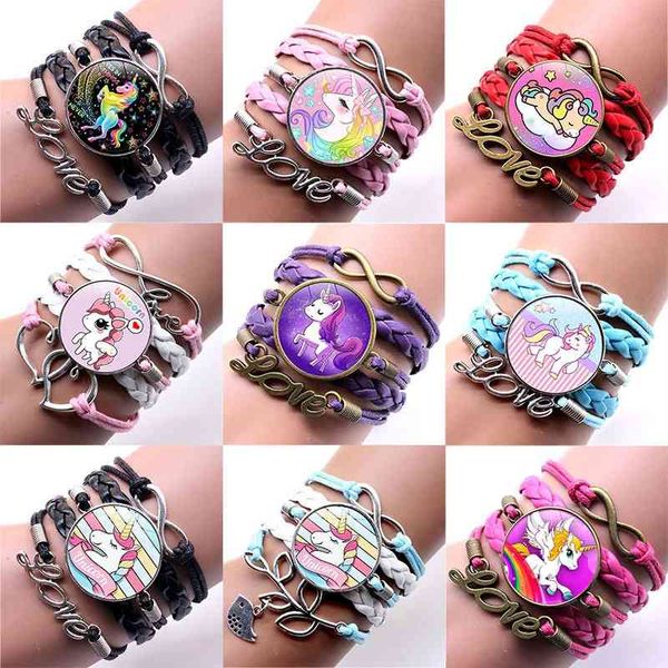 cute cartoon time knitting pegasus unicorn bracelet infinite love, Black 
cute cartoon time knitting pegasus unicorn bracelet infinite love, Black
