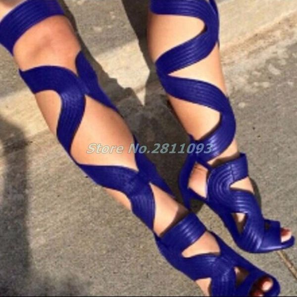 boots lace up rome sandal over the knee open toe thick strap entangle hollow gladiator thin high heel black blue
boots lace up rome sandal over the knee open toe thick strap entangle hollow gladiator thin high heel black blue