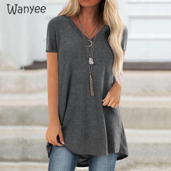 women's summer casual solid color oversized loose v-neck pullover ladies short-sleeve t-shirt harajuku style office 2021, White
women's summer casual solid color oversized loose v-neck pullover ladies short-sleeve t-shirt harajuku style office 2021, White