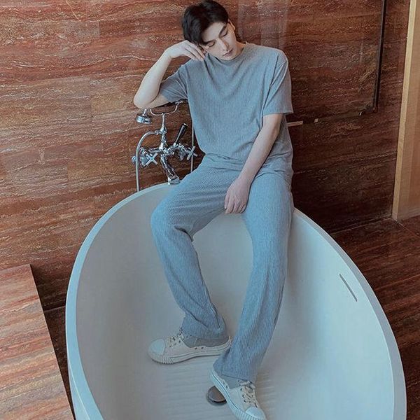 men's tracksuits pleated texture super comfortable slim fit suit pajamas men 's summer casual two - piece short sleeve t-shirt fas, Gray
men's tracksuits pleated texture super comfortable slim fit suit pajamas men 's summer casual two - piece short sleeve t-shirt fas, Gray
