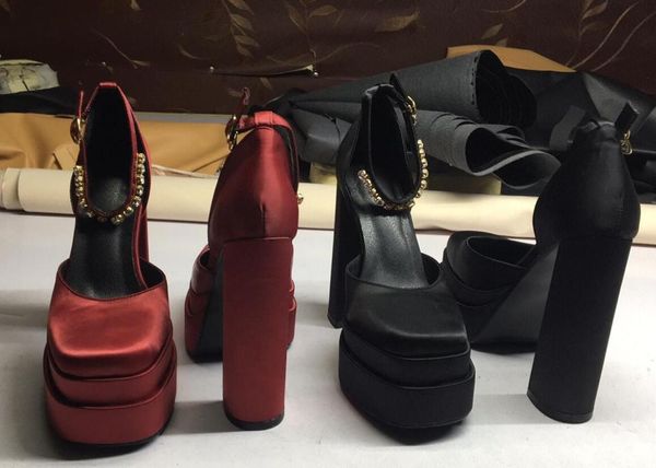 dress shoes fashion waterproof platform square head hollow foot nude rhinestone chain solid color baotou satin high-heel catwalk sandals, Black
dress shoes fashion waterproof platform square head hollow foot nude rhinestone chain solid color baotou satin high-heel catwalk sandals, Black