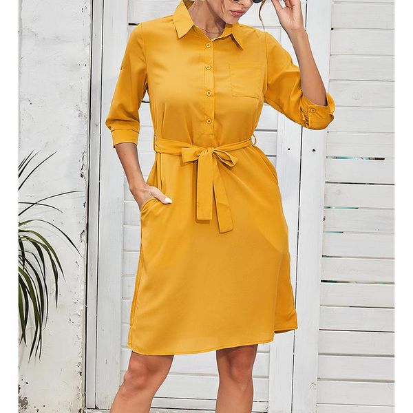 casual dresses solid yellow shirt dress women 2021 spring autumn turn down collar bandage belt pocket office lady bodycon slim vestido sj834, Black;gray
casual dresses solid yellow shirt dress women 2021 spring autumn turn down collar bandage belt pocket office lady bodycon slim vestido sj834, Black;gray