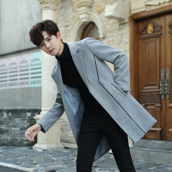 men's wool & blends windbreaker long section spring and autumn british trend leisure 2021 korean version of the handsome slim woolen co, Black
men's wool & blends windbreaker long section spring and autumn british trend leisure 2021 korean version of the handsome slim woolen co, Black