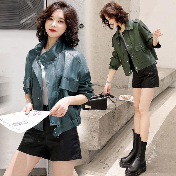 women's leather & faux 2021 spring autumn short jacket lady fashion loose wild coat female long sleeve pu x535, Black
women's leather & faux 2021 spring autumn short jacket lady fashion loose wild coat female long sleeve pu x535, Black