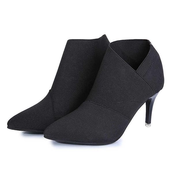 boots high heeled short in spring 2021 women's elastic british pointed show thin heel and ankle, Black
boots high heeled short in spring 2021 women's elastic british pointed show thin heel and ankle, Black