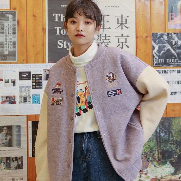 women's jackets women harajuku baseball varsity jacket thicken embroidery cartoon pattern letters patchwork japanese college style coat, Black;brown
women's jackets women harajuku baseball varsity jacket thicken embroidery cartoon pattern letters patchwork japanese college style coat, Black;brown