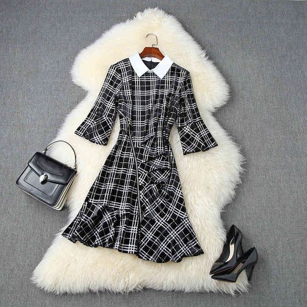 casual dresses summer fall 3/4 sleeve lapel neck black plaid print velvet panelled ruffle detail mermaid dress elegant lag04t11135 bea8, Black;gray
casual dresses summer fall 3/4 sleeve lapel neck black plaid print velvet panelled ruffle detail mermaid dress elegant lag04t11135 bea8, Black;gray