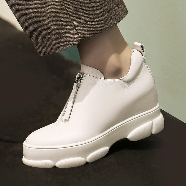 dress shoes increased women's high heels round head white zipper leather ladies fashion casual spring, Black
dress shoes increased women's high heels round head white zipper leather ladies fashion casual spring, Black