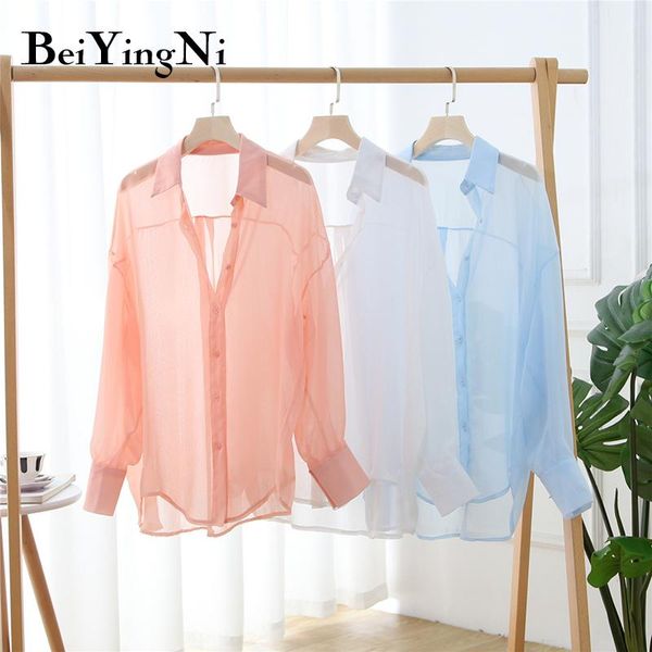 women's blouses & shirts beiyingni thin for women solid color buttons 2021 long sleeve casual plus size female loose korean blusas, White
women's blouses & shirts beiyingni thin for women solid color buttons 2021 long sleeve casual plus size female loose korean blusas, White