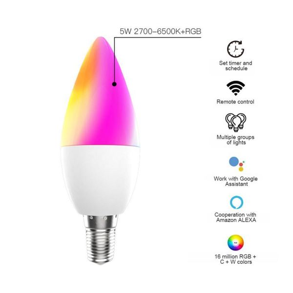 smart home control e14 lamp led rgb light dimmable colorful changing bulb work with alexa google app remote
smart home control e14 lamp led rgb light dimmable colorful changing bulb work with alexa google app remote