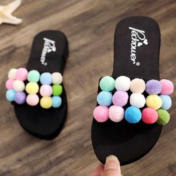 summer women shoes flat bath slippers child beach color matching hair ball flip flops female girls non-slip s635 210712, Black;grey
summer women shoes flat bath slippers child beach color matching hair ball flip flops female girls non-slip s635 210712, Black;grey