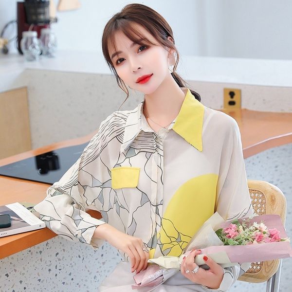 dress blusas fashion woman 2021 women's floral long sleeve chiffon shirt womens and blouses, White
dress blusas fashion woman 2021 women's floral long sleeve chiffon shirt womens and blouses, White