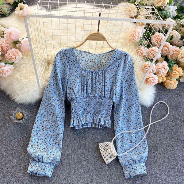 blouses women chiffon floral print blouse spring square collar sleeve short slim korean elastic ruched blouses, White
blouses women chiffon floral print blouse spring square collar sleeve short slim korean elastic ruched blouses, White
