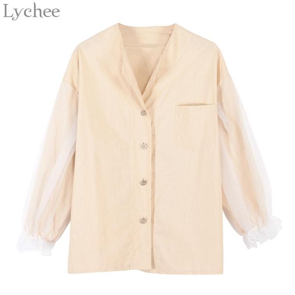 women's blouses & shirts lychee spring autumn women blouse mesh patchwork lantern sleeve shirt harajuku casual loose, White
women's blouses & shirts lychee spring autumn women blouse mesh patchwork lantern sleeve shirt harajuku casual loose, White