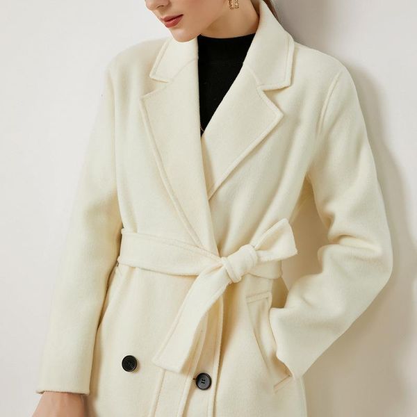 women's wool & blends fashion double-faced coat slim long cashmere coats with belt ladies outwear autumn white abrigos mujer inviern 20, Black
women's wool & blends fashion double-faced coat slim long cashmere coats with belt ladies outwear autumn white abrigos mujer inviern 20, Black