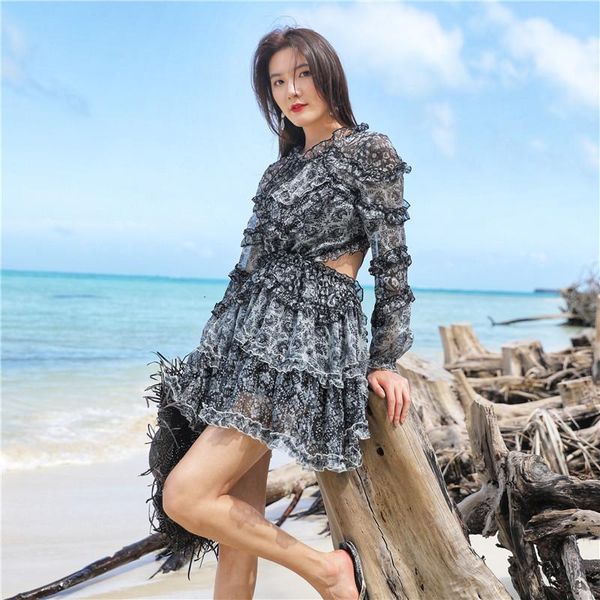casual dresses bohemian chiffon dress for women summer floral print mini backless lace up beach boho holiday party robes vestidos, Black;gray
casual dresses bohemian chiffon dress for women summer floral print mini backless lace up beach boho holiday party robes vestidos, Black;gray