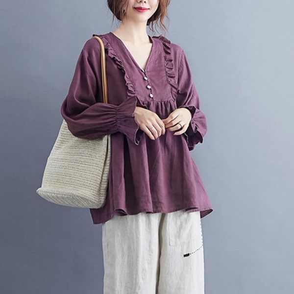 korean ruffle fold women shirts stitching autumn solid color blouse large size women's elegant v-neck sleeve loose men's casual, White;black
korean ruffle fold women shirts stitching autumn solid color blouse large size women's elegant v-neck sleeve loose men's casual, White;black