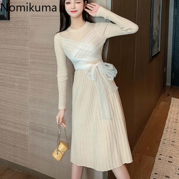 nomikuma women sweater dress korean bow bandage knitted dresses long sleeve o-neck slim waist pleated a-line vestidos 6d591 casual, Black;gray
nomikuma women sweater dress korean bow bandage knitted dresses long sleeve o-neck slim waist pleated a-line vestidos 6d591 casual, Black;gray