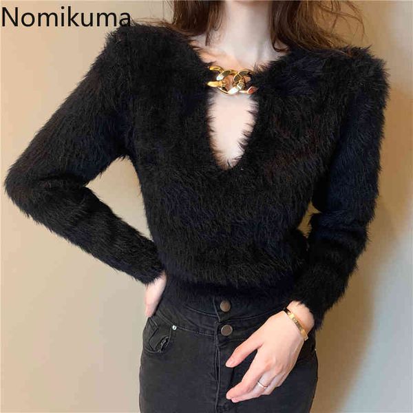 nomikuma autumn soft short women sweater korean chain hollow-out knitted long sleeve o-neck pullover knitwear 6c566 210427, White;black
nomikuma autumn soft short women sweater korean chain hollow-out knitted long sleeve o-neck pullover knitwear 6c566 210427, White;black