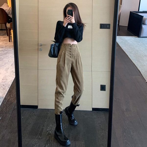 women's pants & capris harem women high waist fot boots y2k fashion corduroy pencil trousers ladies casual bottoms black and brown wear, Black;white
women's pants & capris harem women high waist fot boots y2k fashion corduroy pencil trousers ladies casual bottoms black and brown wear, Black;white