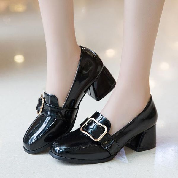dress shoes mid thick heel women patent leather british style buckle square toe fashion large sizes 41 42 43 loafers ladies, Black
dress shoes mid thick heel women patent leather british style buckle square toe fashion large sizes 41 42 43 loafers ladies, Black