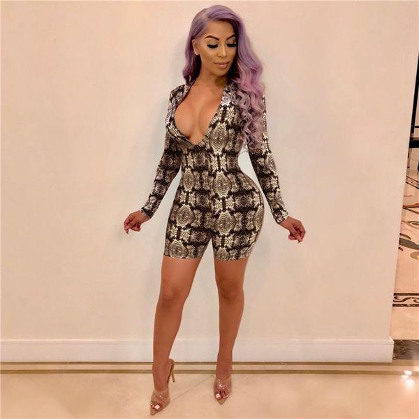 women's jumpsuits & rompers snake skin print women v neck long sleeve bodycon short night club fashion ladies skinny outfits 2021, Black;white
women's jumpsuits & rompers snake skin print women v neck long sleeve bodycon short night club fashion ladies skinny outfits 2021, Black;white