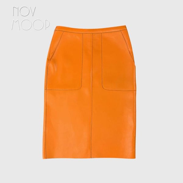 skirts novmoop genuine leather women skirt solid color split back side elegant office lady style jupe en cuir lt3515, Black
skirts novmoop genuine leather women skirt solid color split back side elegant office lady style jupe en cuir lt3515, Black