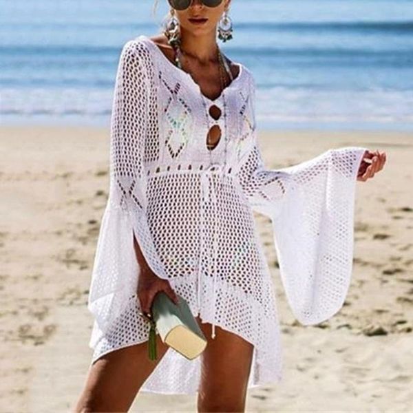 women's swimwear 2021 hollow out crochet white beach cover up dress women tunic long pareos bikinis ups swim robe plage beachwear, White;black
women's swimwear 2021 hollow out crochet white beach cover up dress women tunic long pareos bikinis ups swim robe plage beachwear, White;black