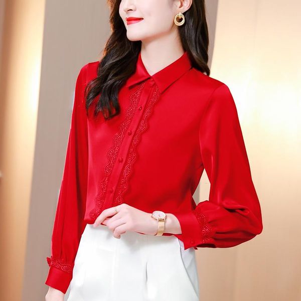 women's blouses & shirts ropa de mujer 2021 plus size lace patchwork spring long sleeve ol blusas elegant casual solid red tees 9241, White
women's blouses & shirts ropa de mujer 2021 plus size lace patchwork spring long sleeve ol blusas elegant casual solid red tees 9241, White