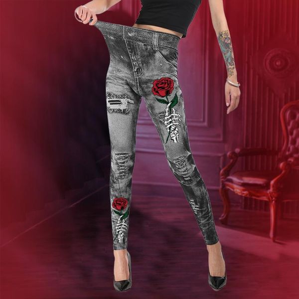 women's leggings halloween arrival women girl with roses printed gothic fitness workout mid waist pants s-4xl, Black
women's leggings halloween arrival women girl with roses printed gothic fitness workout mid waist pants s-4xl, Black