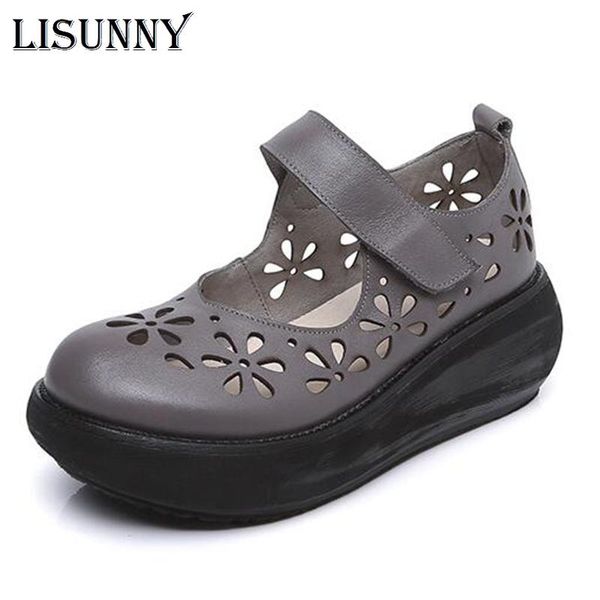 dress shoes lisunny 2021 summer fashion flower genuine leather women high heel non-slip platform wedges, Black
dress shoes lisunny 2021 summer fashion flower genuine leather women high heel non-slip platform wedges, Black