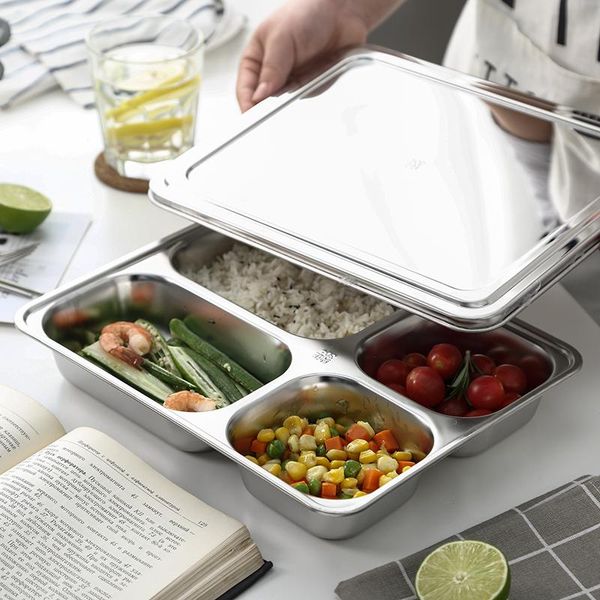 dinnerware sets 304 stainless steel divided lunch box deepening four grid five spaces fast plate with lid
dinnerware sets 304 stainless steel divided lunch box deepening four grid five spaces fast plate with lid