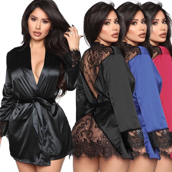 women's sleepwear spring and summer robes perspective lace cardigan housewear bathrobes pajamas, Black;red
women's sleepwear spring and summer robes perspective lace cardigan housewear bathrobes pajamas, Black;red