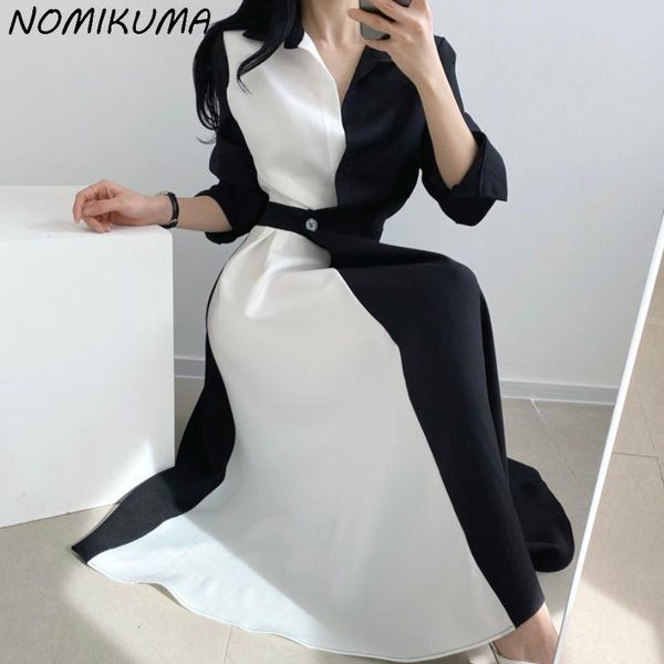 casual dresses nomikuma hit color patchwork slim waist blouse korean long sleeve turn-down collar vestidos autumn woman dress 6l057, Black;gray
casual dresses nomikuma hit color patchwork slim waist blouse korean long sleeve turn-down collar vestidos autumn woman dress 6l057, Black;gray