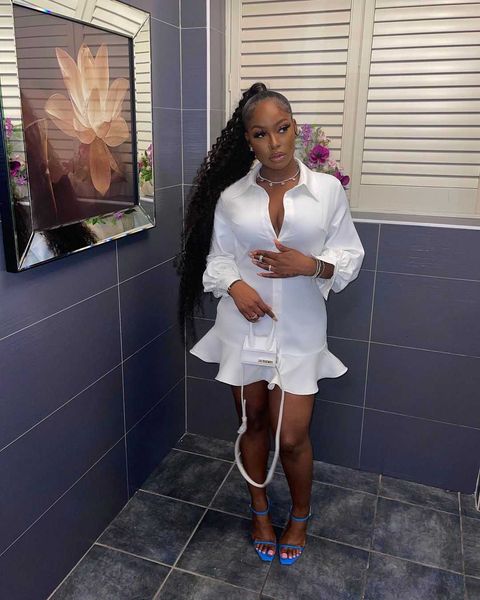 women's 2021 fall button skirt ruffle drs, Black;gray 
women's 2021 fall button skirt ruffle drs, Black;gray