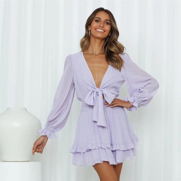 casual dresses fashion autumn long flared sleeves v neck short a line dress women solid color with tie-up design s-xxxl, Black;gray
casual dresses fashion autumn long flared sleeves v neck short a line dress women solid color with tie-up design s-xxxl, Black;gray