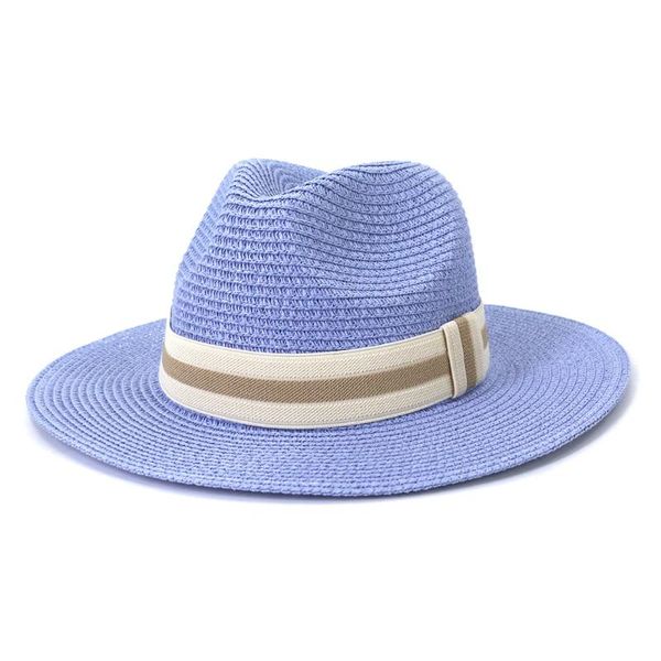wide brim hats style summer colorful straw hat candy color retro panama jazz flat women outdoor sunshade sun caps, Blue;gray
wide brim hats style summer colorful straw hat candy color retro panama jazz flat women outdoor sunshade sun caps, Blue;gray