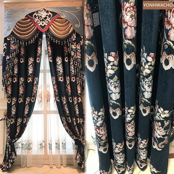 curtain & drapes custom european chenille luxury villas living roomshading thick blue cloth blackout valance tulle drapery c805
curtain & drapes custom european chenille luxury villas living roomshading thick blue cloth blackout valance tulle drapery c805