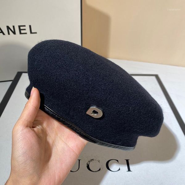 berets autumn and winter wool blended hat women's warm fashion versatile trend d letter beret, Blue;gray
berets autumn and winter wool blended hat women's warm fashion versatile trend d letter beret, Blue;gray