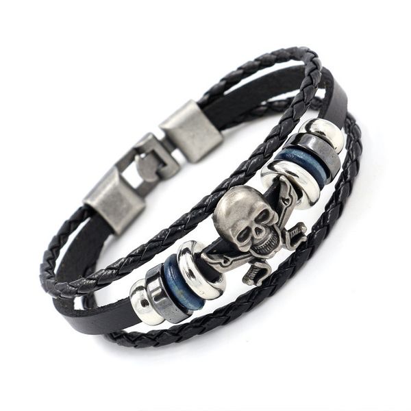 wristbands jewelry punk men's leather bracelet alloy skull woven beads bangles, Golden;silver
wristbands jewelry punk men's leather bracelet alloy skull woven beads bangles, Golden;silver