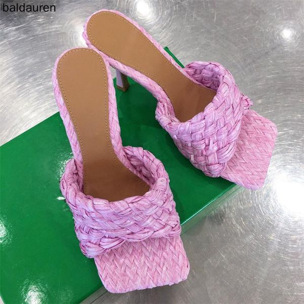 sandals brand women slippers high heel square toe female open weave dress shoes big size slidders, Black
sandals brand women slippers high heel square toe female open weave dress shoes big size slidders, Black
