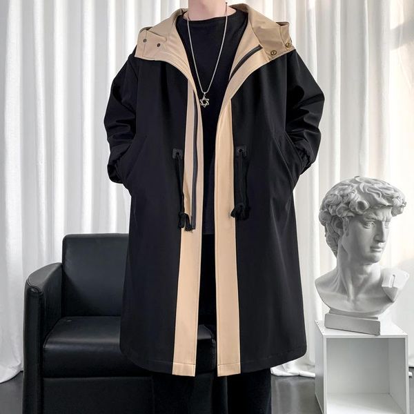 men's trench coats spring and autumn fashion hong kong style hooded loose size coat medium length cape long men, Tan;black
men's trench coats spring and autumn fashion hong kong style hooded loose size coat medium length cape long men, Tan;black