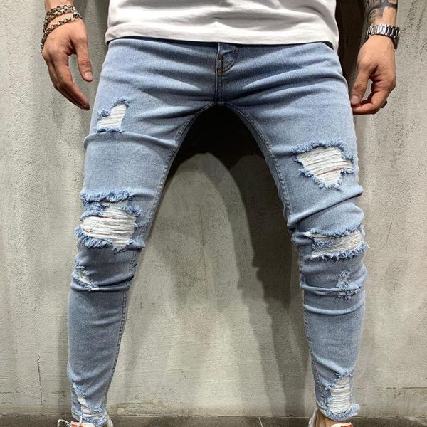 men's jeans slim little feet scraped pants trendy youth hole oversized light blue
men's jeans slim little feet scraped pants trendy youth hole oversized light blue