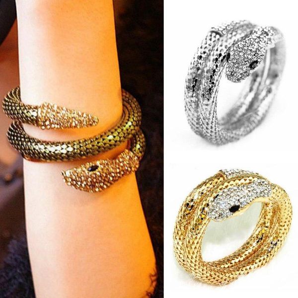 punk luxurious crystal snake bangles & bracelets vintage wristband cuff for women jewelry pulseira charm, Golden;silver
punk luxurious crystal snake bangles & bracelets vintage wristband cuff for women jewelry pulseira charm, Golden;silver