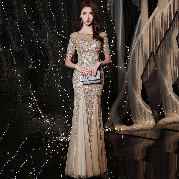 luxury prom dresses sequin fishtail 2021 temperament celebrity party dinner slim host evening, Black
luxury prom dresses sequin fishtail 2021 temperament celebrity party dinner slim host evening, Black