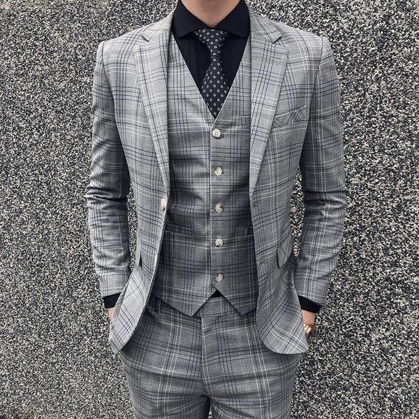 men's suits & blazers luxury social plaid slim fit tuxedos men dress 3 piece wedding suit mens business formal man blazer, White;black
men's suits & blazers luxury social plaid slim fit tuxedos men dress 3 piece wedding suit mens business formal man blazer, White;black
