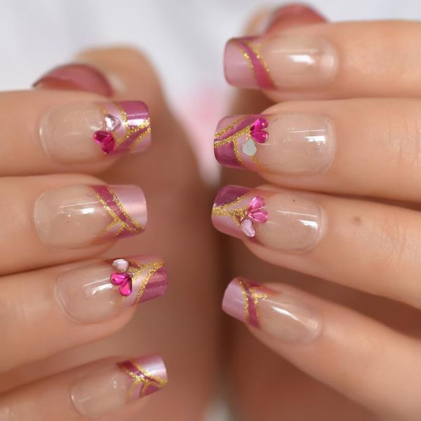 false nails square clear press on french tips kit medium natural design crystal rosy collar gel nail, Red;gold
false nails square clear press on french tips kit medium natural design crystal rosy collar gel nail, Red;gold
