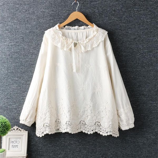 women's t-shirt 2021 spring and autumn day small fresh lapel lace three-dimensional flower embroidered loose top, White
women's t-shirt 2021 spring and autumn day small fresh lapel lace three-dimensional flower embroidered loose top, White